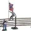 Britains "Passing The Colors" - Confederate Infantry Officer And Color Sergeant With Turnpike Fence Gun And Four Man Crew -Britains 0036188 passing the colors confederate infantry officer and color sergeant with turnpike fence gun and four