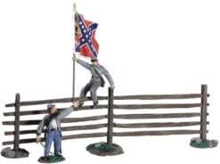Britains "Passing The Colors" - Confederate Infantry Officer And Color Sergeant With Turnpike Fence Gun And Four Man Crew