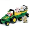 34908 Britains John Deere Tractor With Animal Hay Ride Trailer - Sound