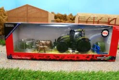43323 Britains Olive Green Valtra Playset Inc. Bale Lifter And Cow Feeder -Britains 43323BritainsMetallicGreenValtraTractorPlaysetwithroundbalelifter bales cowsandroundfeederRevisedPic1