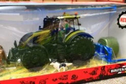43323 Britains Olive Green Valtra Playset Inc. Bale Lifter And Cow Feeder -Britains 43323BritainsMetallicGreenValtraTractorPlaysetwithroundbalelifter bales cowsandroundfeederRevisedPic2