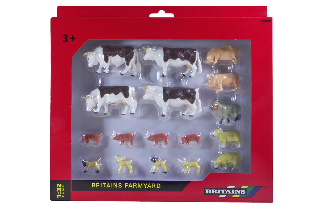 BRITAINS FARM ANIMALS ASSORTMENT 17 Piece (Hereford Cattle, Pigs, Sheep)